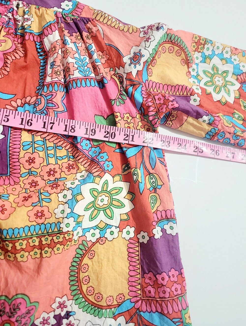 Mille Resort & Travel 100% Cotton Floral Boho Oversized Blouse Top Size Small - Picture 8 of 11